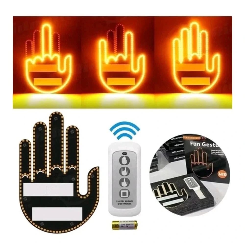 Hand Gesture Amber LED Light, Remote Control For Car, Truck, Auto Window - New